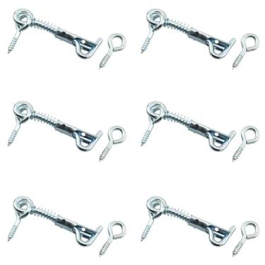 Imagem de DGHAOP 6 peças de gancho de mola de aço inoxidável e trava de segurança de olhal 5 cm gancho de portão de arame e trava de olhal