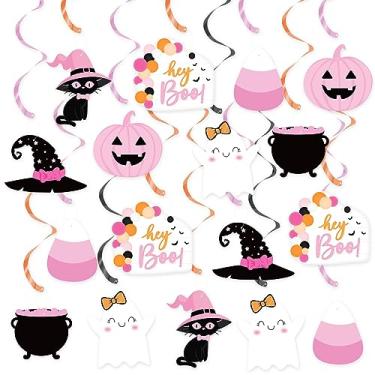 Imagem de 20Pcs Pink Halloween Party Hanging Swirl,Cute Ghost Witch Cauldron Pumpkin Sugar Boo Ceiling Hanging Streamer for Little Boo Happy Boo Day Baby Shower Gender Reveal Girl Halloween Birthday Party Decor