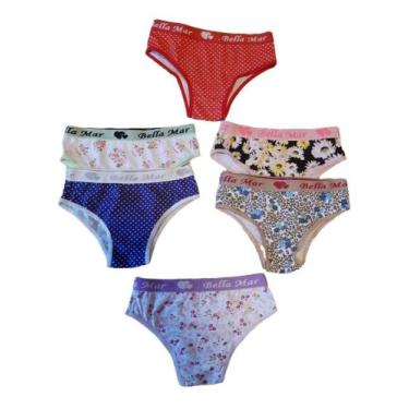 Imagem de Calcinha Juvenil Kit 6 Peças Em Algodão Moda Íntima Meninas - BELLA MA