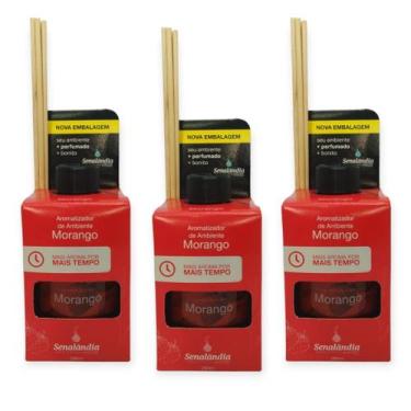 Imagem de 3 Aromatizador de Ambiente Senalândia de Morango Difusor Vareta Perfum