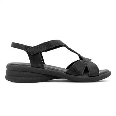 Imagem de Sandália Usaflex Salto Anabela Tiras Cruzadas Feminina