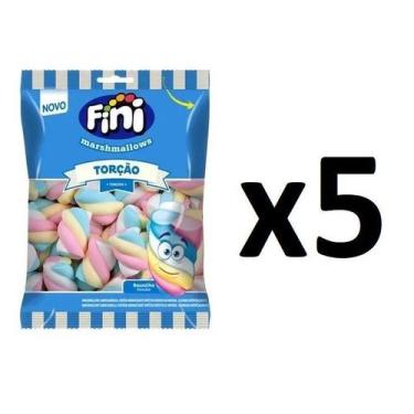 Imagem de Kit 5 Pacotes de Marshmallow Torção Colorido Fini 250g cada