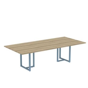 Imagem de Mesa de Reunião Retangular Tubular P25 Pandin 2,6 M Noce Naturale e Az