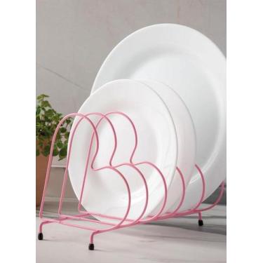 Imagem de Escorredor Porta Pratos e Tampas Rosa Coração - JW SHOP