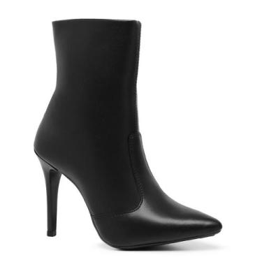 Imagem de Bota Feminina Cano Curto Salto Fino Zíper Bico Fino Moderna - Mila Mar