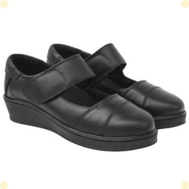 Imagem de Sapato Feminino Anabela Couro Legítimo Confortável Slip On-Feminino