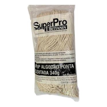 Imagem de Refil Mop Úmido Algodão Ponta Cortada Bettanin Superpro 340g, Branco