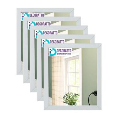 Imagem de kit 5 Espelhos 20x25 Moldura branca para casa, decoração, sala, banhei