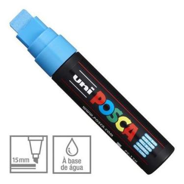 Imagem de PC-17K Caneta Posca Azul Claro Ponta Chanfrada 10 a 15mm - UNI