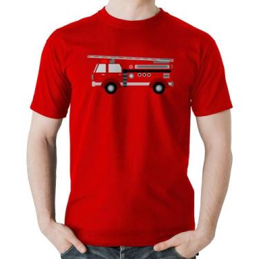 Imagem de Camiseta Algodão Caminhão de Bombeiro - Foca na Moda, Vermelho, P