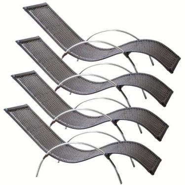 Imagem de Kit 4 Espreguiçadeiras Ilha do Mel Alumínio Fixa Fibra - Panero Móveis