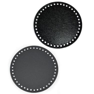 Imagem de Fundo de Couro Redondo para Bolsa de Crochê 16cm - Círculo, 10 preto
