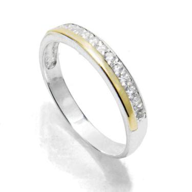 Imagem de Meia Aliança Com Filete em Ouro e Prata 925 - Clara Center Jóias, 16, 