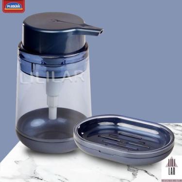 Imagem de Dispenser Porta Sabonete Líquido Pia e Saboneteira Blend Box Conjunto 