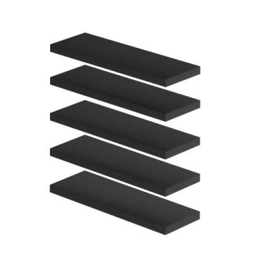 Imagem de Kit 5 Prateleiras Lisa Nicho Mdf Tamanho Branco - Deliquadros, Preto