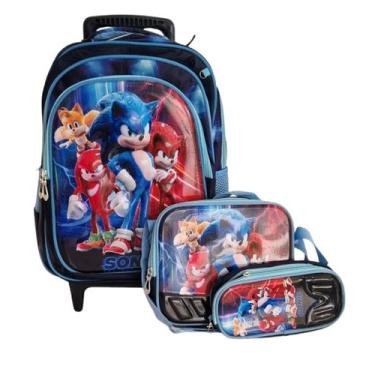 Imagem de Mochila KIT ESCOLAR Sonic 2024 Rodas Lancheira Estojo - RLMODAS, azulb