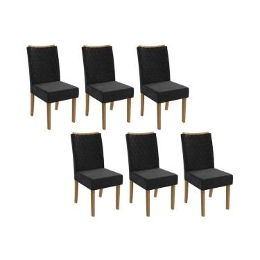 Imagem de Cadeira Sala De Jantar 2cad129fr Kit 6 Un Freijo-suede Preto A038 - Kappesberg