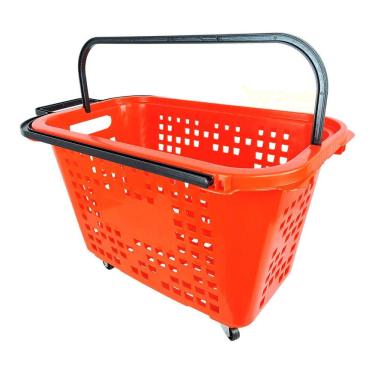 Imagem de Cesta De Compras Com Rodas 40L Vermelha