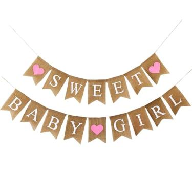 Imagem de Shimmer Anna Shine Faixa de aniagem Sweet Baby Girl para decorações de chá de bebê e festa de revelação de gênero (rosa)