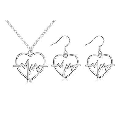 Imagem de Jeni-Sely Enamel Vermelho Formato de Coração Batimento cardíaco Enfermeira Médico EKG Brincos pendentes