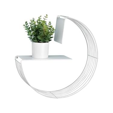 Imagem de Honey-Can-Do Prateleira de parede de metal decorativo circular flutuante, branco SHF-09346 branco