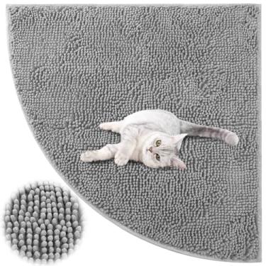 Imagem de Tinideya Tapete de areia de canto para gatos 78,7 cm x 78,7 cm Tapete de armadilha grande à prova d'água Tapete de canto antiderrapante para caixa de areia, retém sujeira e areia da caixa, fácil de