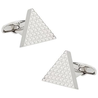 Imagem de Abotoaduras triangulares Cuff-Daddy em prateado com caixa de apresentação