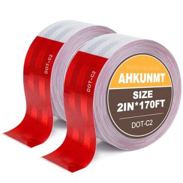 Imagem de AHKUNMT Fita Refletiva Dot-C2, 2"x170 Pés Fita Refletora de Visibilidade Externa À Prova D'Água com Pontos Vermelhos e Brancos Fita de Advertência Refletiva Em Rolo para Garagem, V (170 Pés, Vermelho)