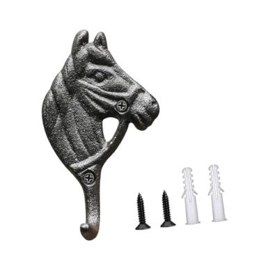 Imagem de WeiLaiKeQi Cabide de parede simples Ganchos para toalhas Cabeça de cavalo Fácil instalação Montado na parede Economizando espaço Salas de arreios Cabide para, Marrom
