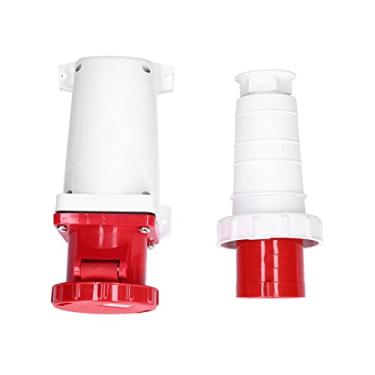 Imagem de Conjunto de Tomada de Energia Trifásica de 4 Pinos IP67 à Prova D'água 380-415V 63A Entrada Ideal para Indústria Agricultura Indústria Química Aeroportos Docas Metalurgia Usinas