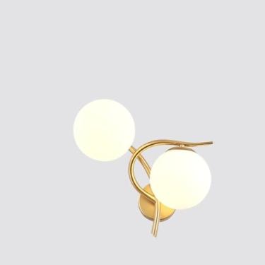 Imagem de LJZNGDHG Arandela de parede vintage industrial LED dourada estilo minimalista lâmpada de parede de cabeceira nórdica elegante globo de vidro para cabeceira quarto mesa de cabeceira