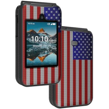 Imagem de Nakedcellphone Capa para celular consumidor Iris Easy Flip Phone/Boost Mobile Summit Flip 4G, capa rígida fina [anti-impressão digital, textura de grade] para SL006D (2024) - Design da bandeira dos