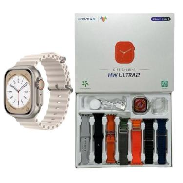 Imagem de Smartwatch Hw Ultra 2 GPS SIRI NFC Chat-gpt 49mm Nfc 7 Pulseiras Case 