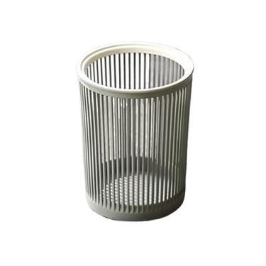 Imagem de Cesto de lixo de cozinha de plástico vazado redondo grande capacidade lata de lixo sem tampa para sala de estar quarto cozinha escritório cesto de lixo (C)