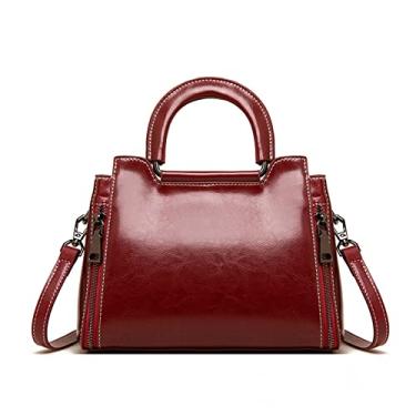 Imagem de Bolsa Feminina de Couro Tote Bag Vintage Couro Ombro Bolsas Transversais Para Mulheres Bolsas Femininas de Luxo(1Red)