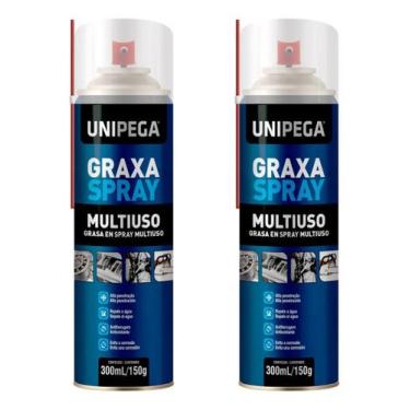 Imagem de Kit 2 Graxa Spray Lubrificante Anti Ferrugem Unipega 300ml