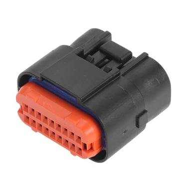 Imagem de Partuto Conector ECU automotivo universal série 1 mm 1 peça - plugue conector de fio elétrico fêmea carro RV caminhão fêmea à prova d'água - plástico preto laranja 18 pinos