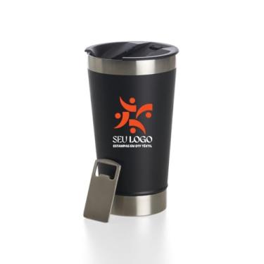 Imagem de KIt Copos Térmico Inox Personalizado com tampa 500ml (15, Preto)