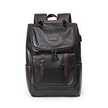 Imagem de Mochila da moda para homens Mochila masculina de luxo de couro Mochila de viagem Bolsas para laptop masculinas