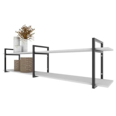 Imagem de Rack Prateleira industrial estante tv sala suspeso retro moderno simpl