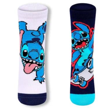 Imagem de Kit com 2 Meias Infantil Disney Stitch e Angel Lupo Cano Médio, 30-36,