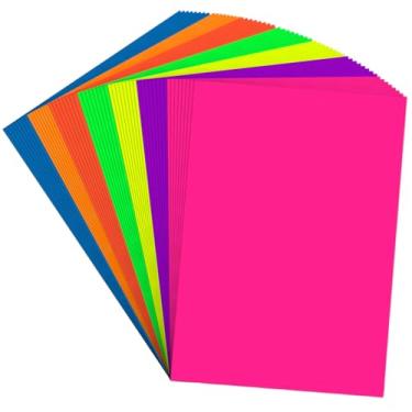 Imagem de Quadro de pôster, 22 x 30,5 cm, 56 folhas, papel neon fluorescente de 7 cores, cartolina brilhante, 250 g/m2/40,8 kg, projetos pesados, exposições de eventos e apresentações de negócios