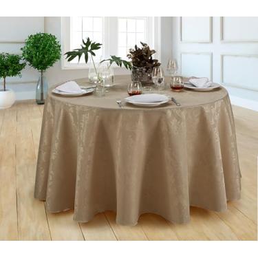 Imagem de Toalha de Mesa Jacquard 2,80M Redonda Buffet Gigante Para Casamento Luxo Formatura Tecido Original (Avelã)