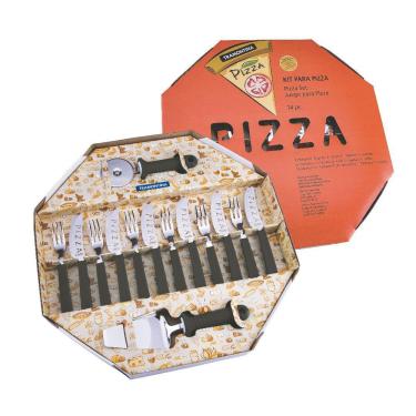 Imagem de Kit para Pizza com Laminas de Aço Inox e Cabos de Polipropileno 14 Peças Tramontina - Preto