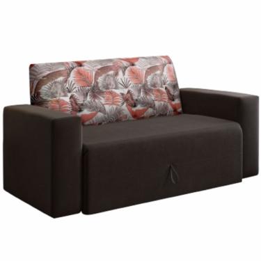 Imagem de Bicama Sofá Cama mamflex Mirante 5000 com braço 2 lugares em tecido Veludo Palmeira Floral
