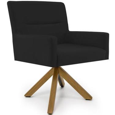 Imagem de Cadeira Para Sala Angel Giratória Giromad Suede Preto - Nexta Casa