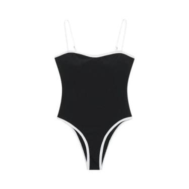 Imagem de Trza body feminino sexy patchwork skinny com alças finas ajustáveis, p