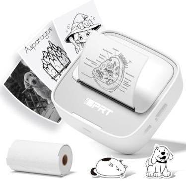 Imagem de PRT Mini impressora de adesivos, impressora térmica portátil com 1 rolo de adesivos, papel sem tinta, impressora de etiquetas Bluetooth para anotações de estudo, listas, imagens, criações