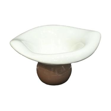 Imagem de Prato de frutas de cerâmica de drenagem criativa, prato de lanche para decoração de mesa de sala de estar - (branco + base de café com leite)