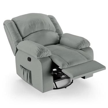 Imagem de Poltrona Do Papai Reclinável Pietra Glider Giratória Usb Fh9 Pu Cinza - Mpozenato